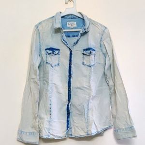 Acid wash oversized denim shirt